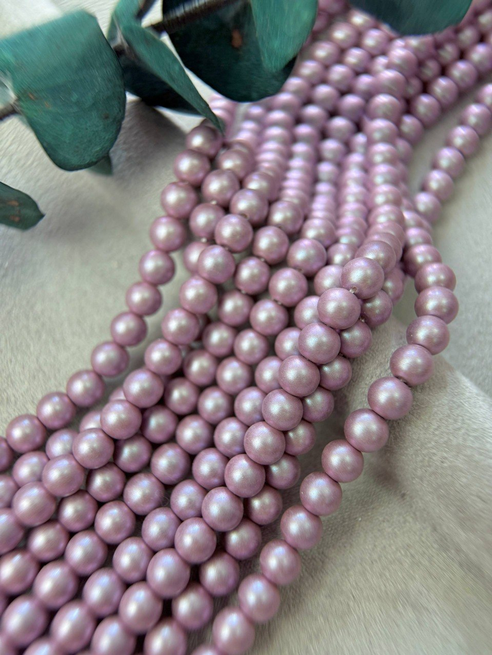 Жемчуг Premium, матовый лиловый радужный, 6 мм, нить 39 см