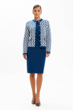 1952 Кардиган женский (бирюзовый/молочный)