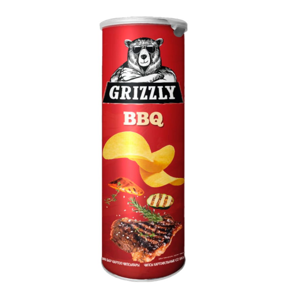 Чипсы GRIZZLY барбекю в тубусе 130 гр