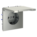 Розетка встраиваемая VOLTUM S70 с заземлением, защитными шторками и крышкой 16А, (сталь)