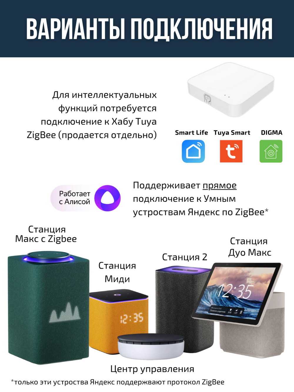 Умная евророзетка Tuya, ZigBee, управление голосом Алиса, белая, до 16А и 3500Вт, память состояния