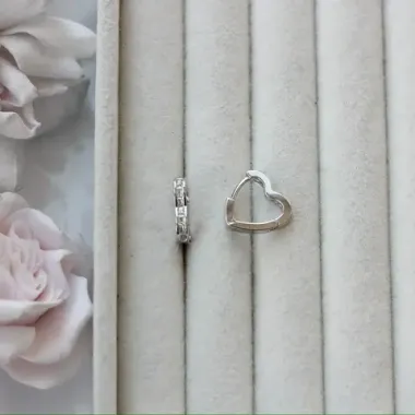 Швензы Конго Сердце 14*2,7 мм, родий, Ш116