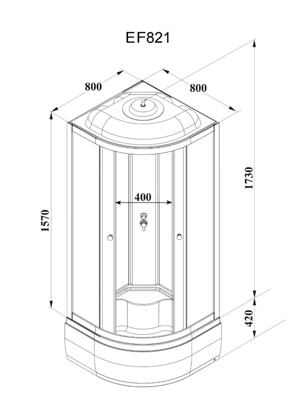 Кабина EF821 душевая PARLY (80х80х215)