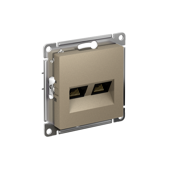 Розетка компьютерная 2-м AtlasDesign RJ45 кат.5E механизм шампань SE ATN000585