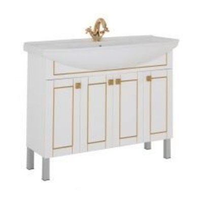 Тумба с раковиной Aquanet Честер 105 белый/золото