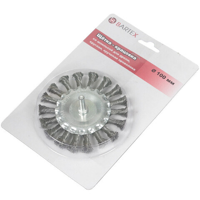 Щетка для дрели Bartex, 100 мм, плоская со шпилькой, крученая проволока, 885100, шт
