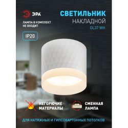 Светильник настенно-потолочный спот ЭРА OL37 WH под GX53 IP20 белый
