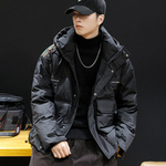 Пуховик мужской с накладными карманами, состав 90% белый утиный пух