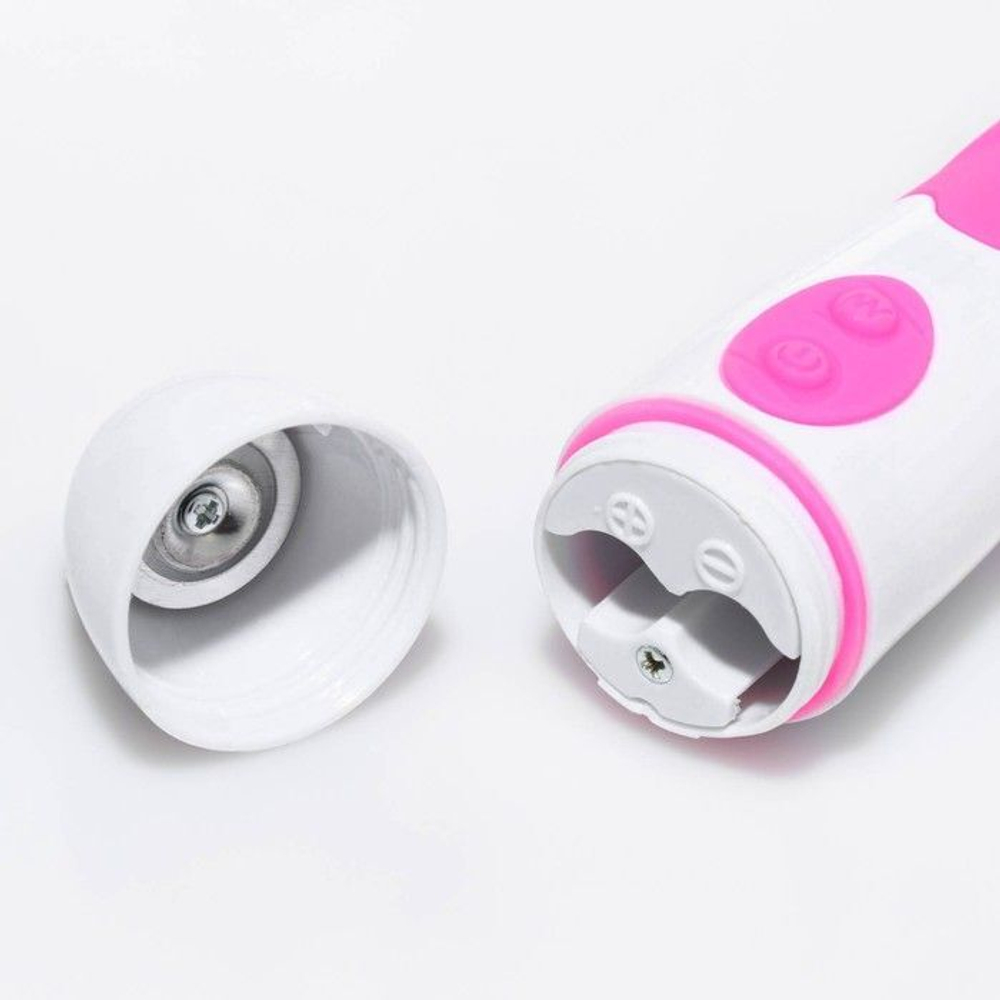 Розовый вибромассажер с крупной головкой - 20,2 см. (Цвет: розовый)