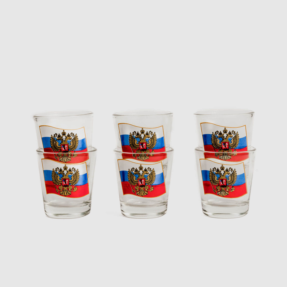 Набор рюмок стеклянных "Россия" 6 шт 50 мл