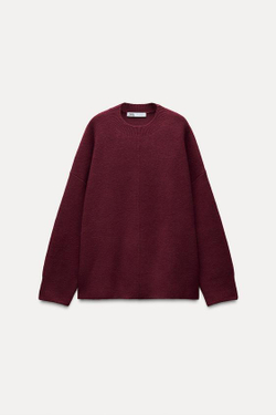 ZARA ОДНОТОННЫЙ СВИТЕР, ЦВЕТ БУРГУНДСКОГО ВИНА