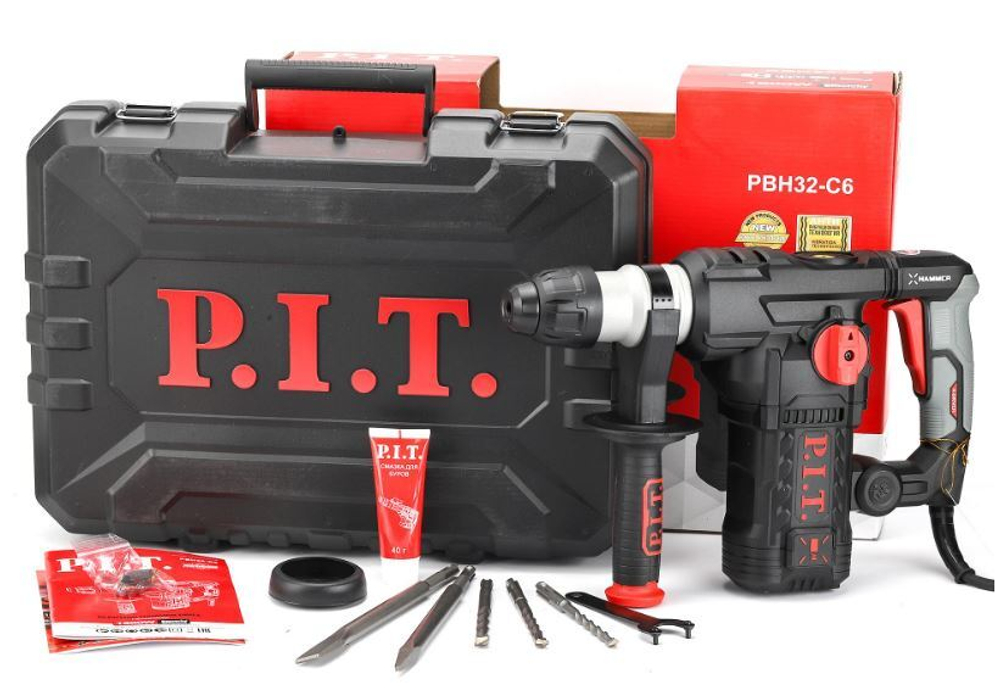Перфоратор  PBH32-C6 (1500Вт,3-реж, верт. 6 Дж,SDS+ пласт.кейс,мак.бур. 32мм, 0-920об/мин)