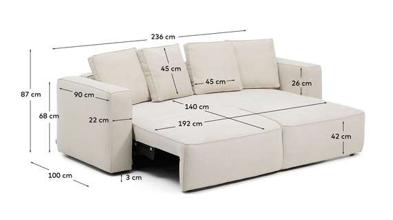 3-местный диван-кровать Marela бежевый шенилл 236 см