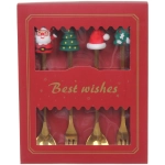 Набор для десерта «Дед Мороз и Ёлка» 4предмета (2ложки+2вилки) в подарочной коробке,золото