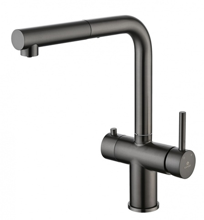 16036-Q Смес. од. для кухни с ВЫД. лейкой и подк. ФИЛЬТ. (ГРАФИТ)  GANZER (10/1шт)