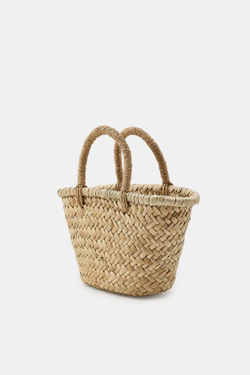 ZARA МИНИ-СУМКА-КОРЗИНА, СВЕТЛО-БЕЖЕВЫЙ
