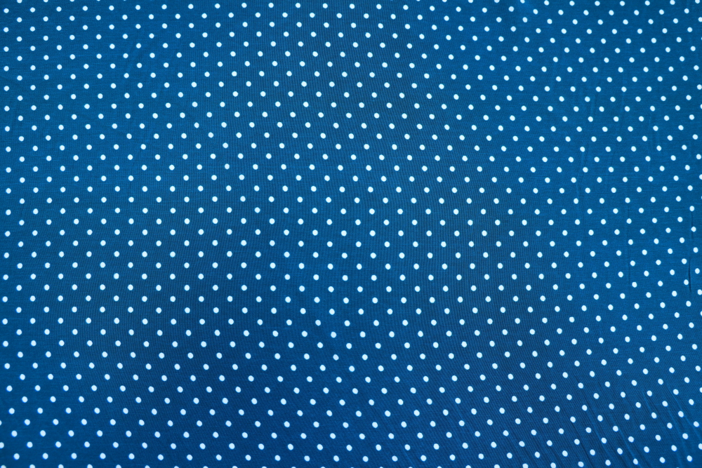 Вискоза морская волна в мелкий белый горох