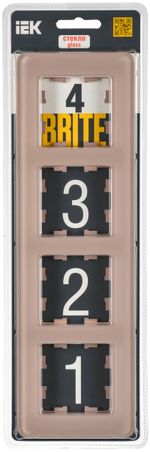 BRITE Рамка 4-местная РУ-4-2-Бр стекло дымчатый RE IEK