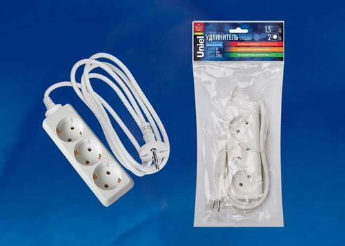 S-GCD3-2 Удлинитель Uniel серии Стандарт, с/з, 3 гн., шнур 2 м