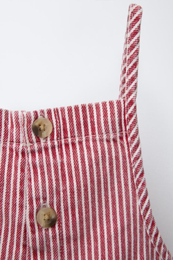 ZARA ДЛИННЫЙ КОМБИНЕЗОН В ПОЛОСКУ, БЕЛЫЙ/КРАСНЫЙ