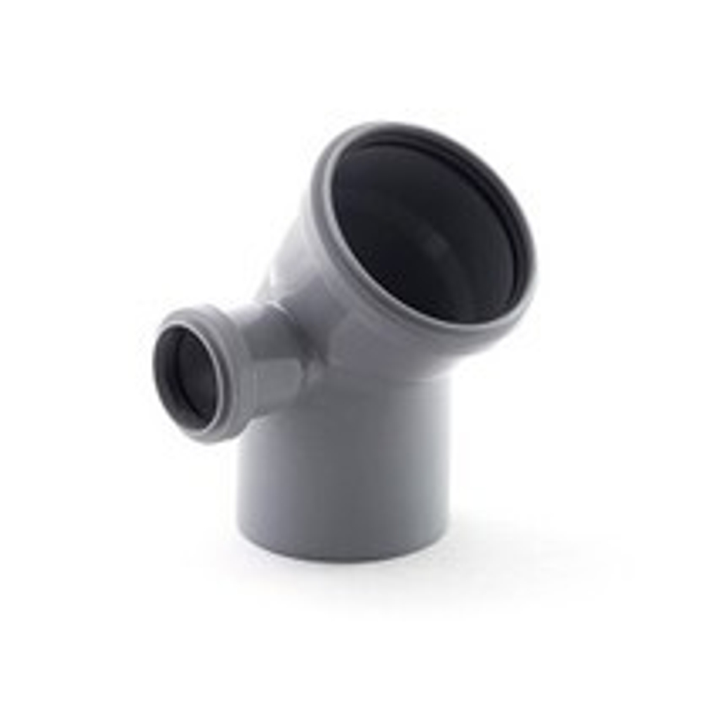 ПВХ Отвод  Ф110х45* с выходом 50 левый  (15/1шт)