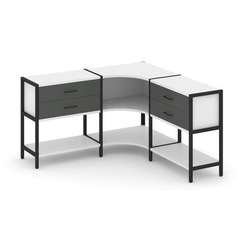 Shelf System Трехсекционный угловой стеллаж двухярусный с ящиками SN.STMU-231 Белый/Антрацит/Металл