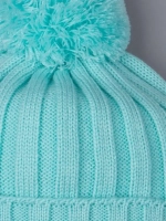 Шапка детская осенняя вязаная с помпоном