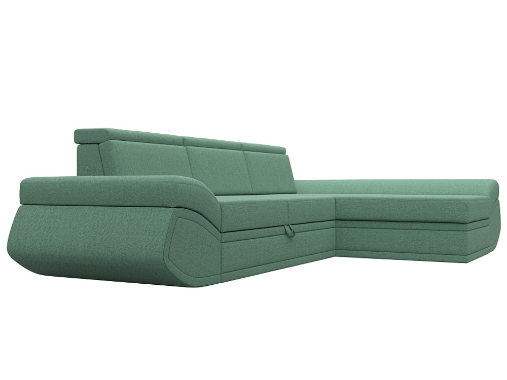 Диван угловой Лига-032 правый угол, Амур 11 зеленый, Рогожка, 125992
