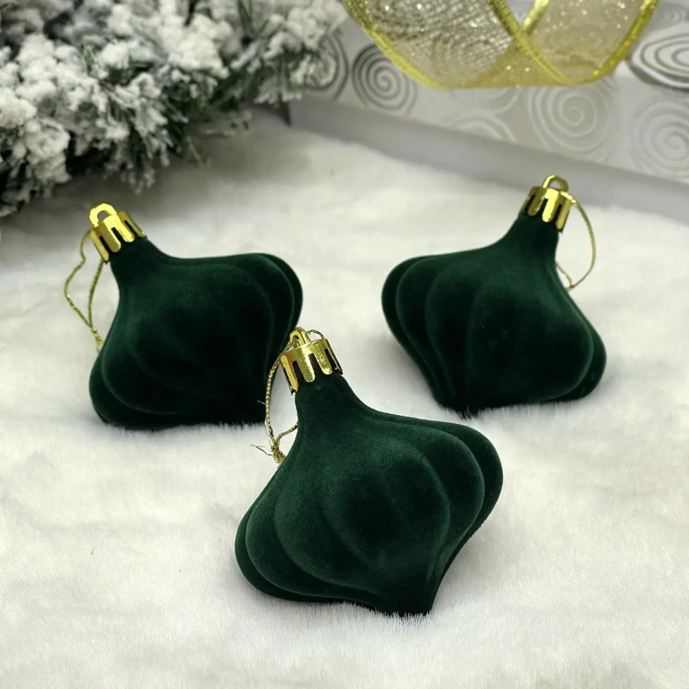 Набор ёлочных украшений VELOUR «Волшебная юла» 6 см (набор 3 шт), Изумруд