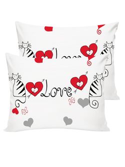 Постельное белье поплин Сказка "Lovecats" 2-спальное Наволочка 50х70 см 2 шт Простынь на резинке 160x200 см Пододеяльник 175x215 см