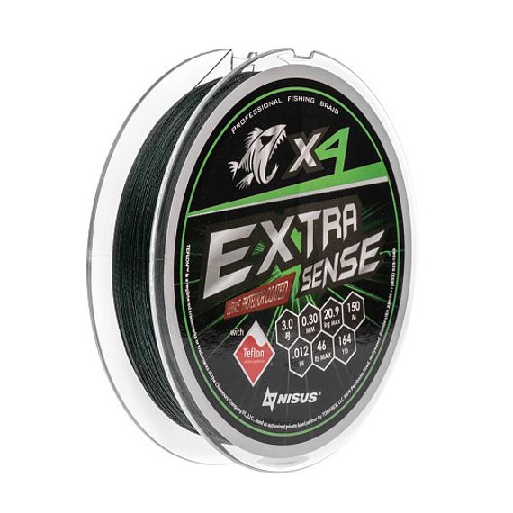 Шнур Extrasense X4 PE Green 150m 3/46LB 0.30mm (N-ES-X4-3/46LB) NISUS