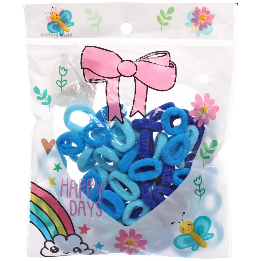 Резинки для волос 80шт «МИНДАЛЬ», оттенки голубого и синего, d-2см