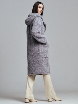 Шуба из овечьей шерсти чебурашка тедди, серая, SilverFox