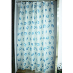 Штора для ванной комнаты полиэстер эконом 180*200 с кольцами Голубые ракушки YQL-1032