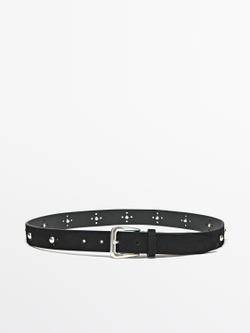 Massimo Dutti Ремень с перфорацией и заклепками, черный