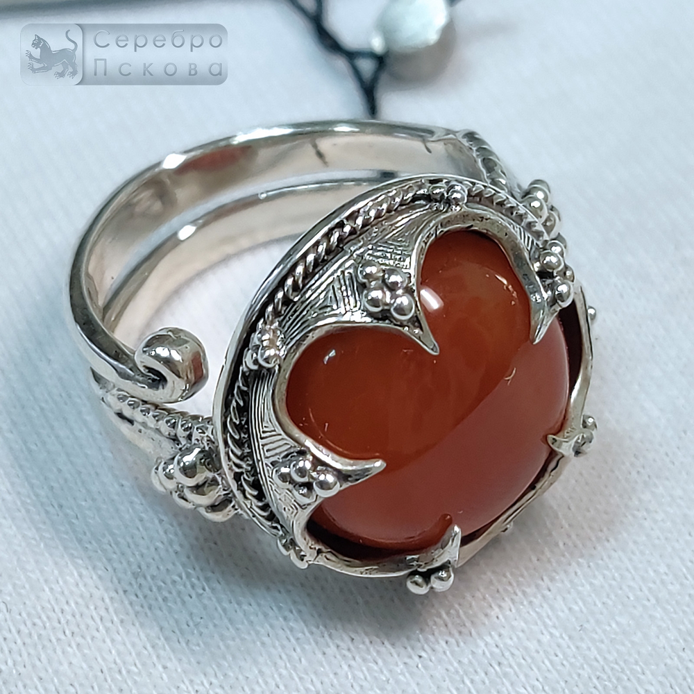 Кольцо "Готланд" сердолик/зелёный,чёрный агат/бирюза