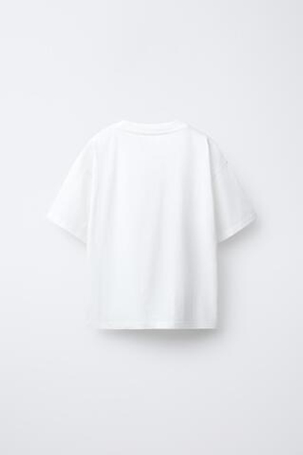 ZARA ФУТБОЛКА С ЦВЕТКОМ, БЕЛЫЙ