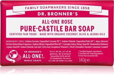 Dr. Bronner’s Rose - кусковое мыло /   140  g  / GTIN 0018787231401