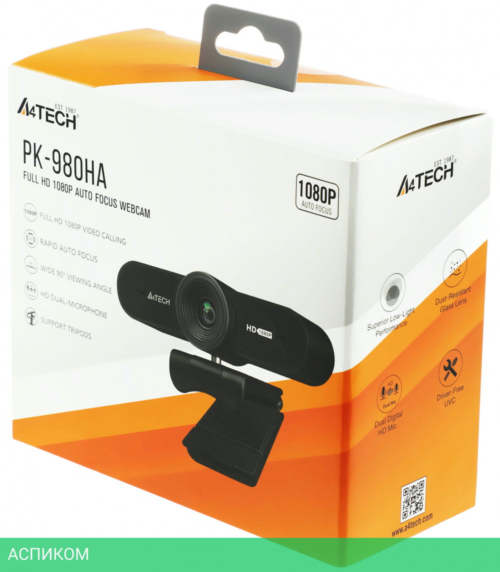 Веб-камера A4Tech PK-980HA черный