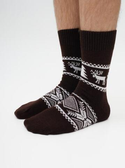 Теплые шерстяные носки Н007-13 коричневый