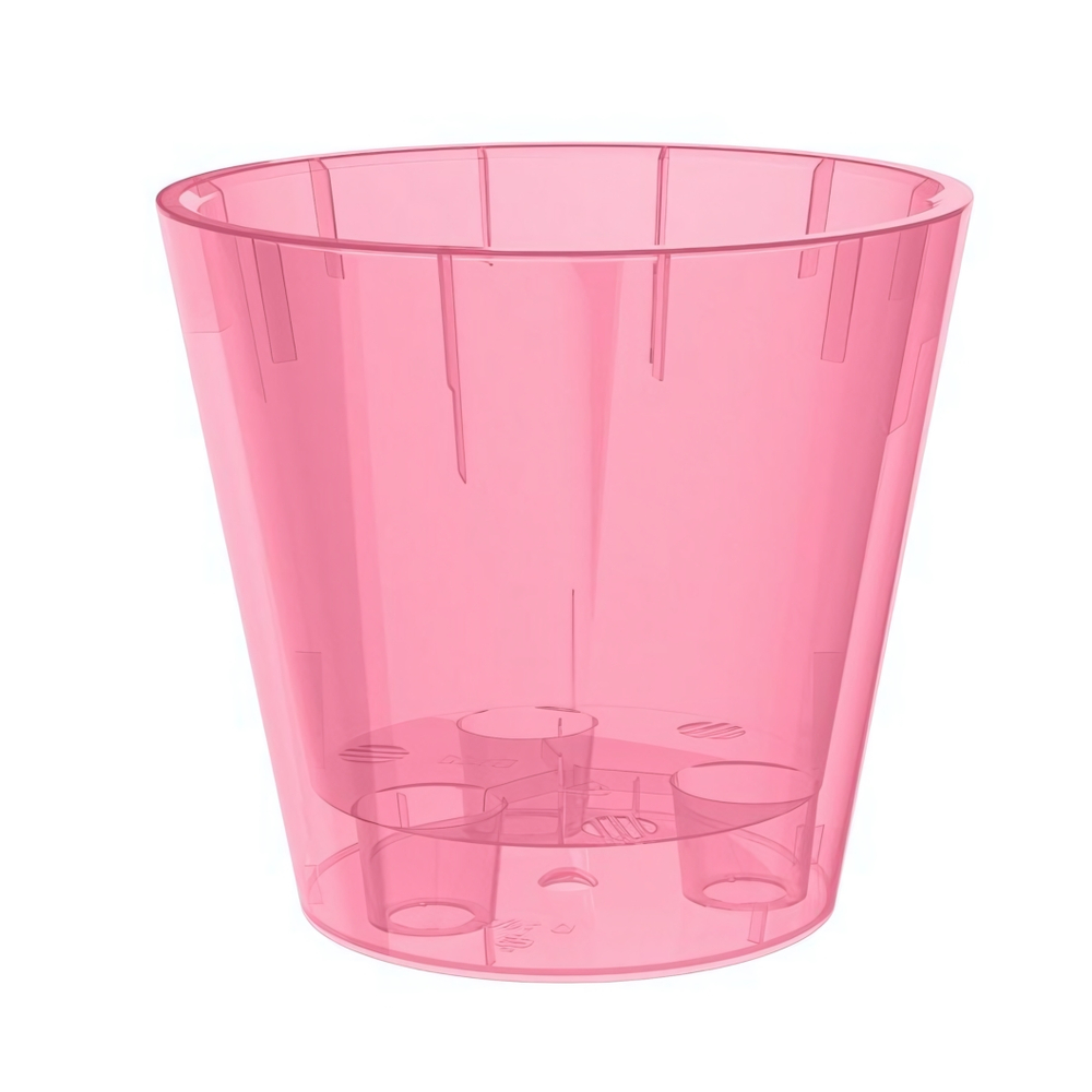 Горшок для орхидей D160мм, 1,6л с дренажной вставкой (розовый транспарент)