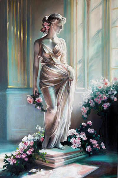 Статуя и розы