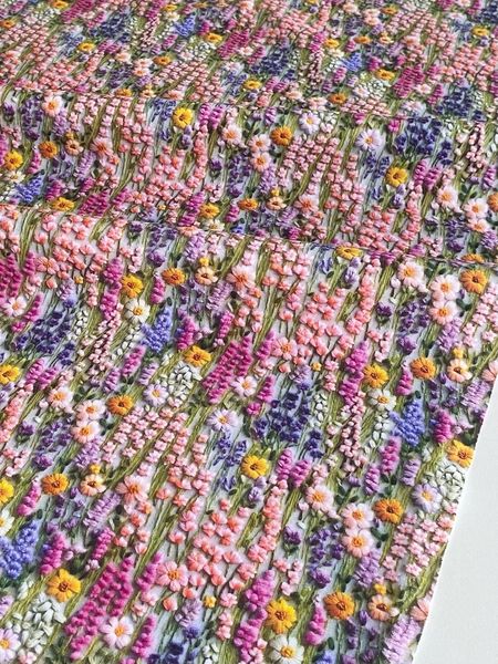 ИМИТАЦИЯ ЦВЕТОЧНОЙ ВЫШИВКИ #2, 100% хлопок Handmade Fabrics 2