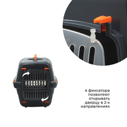 Клиппер-переноска ZOOSET с прозрачной дверцей и ремнем - L (54,5х36х34 см) - серый/оранжевый