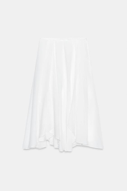 ZARA СТРУЯЩАЯСЯ ЮБКА АСИММЕТРИЧНОГО КРОЯ — ZW COLLECTION, БЕЛЫЙ
