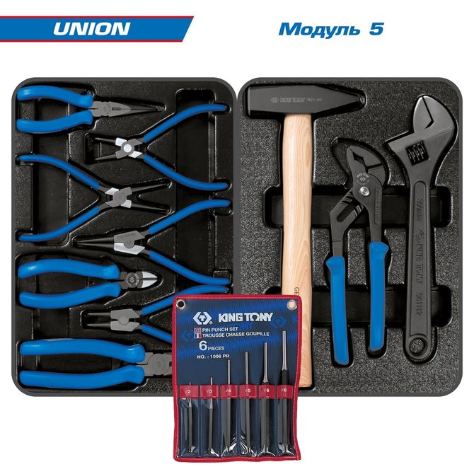 KING TONY (932-000AMR) Набор инструментов "UNION" в красной тележке, 173 предмета
