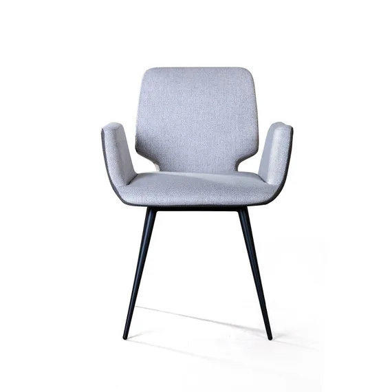 Стул с подлокотниками Adam серая рогожка и экокожа