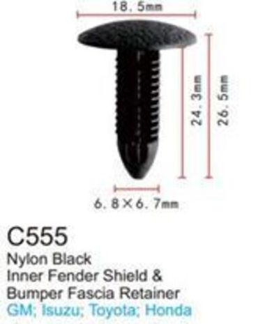 Клипса для крепления внутренней обшивки а/м Тойота пластиковая (100шт/уп.) Forsage клипса C0555(Toyota)