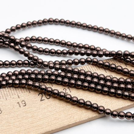 Гематит Шар бусины (имитация), цвет коричневый, диаметр около 3 мм, цена за нить 38 см