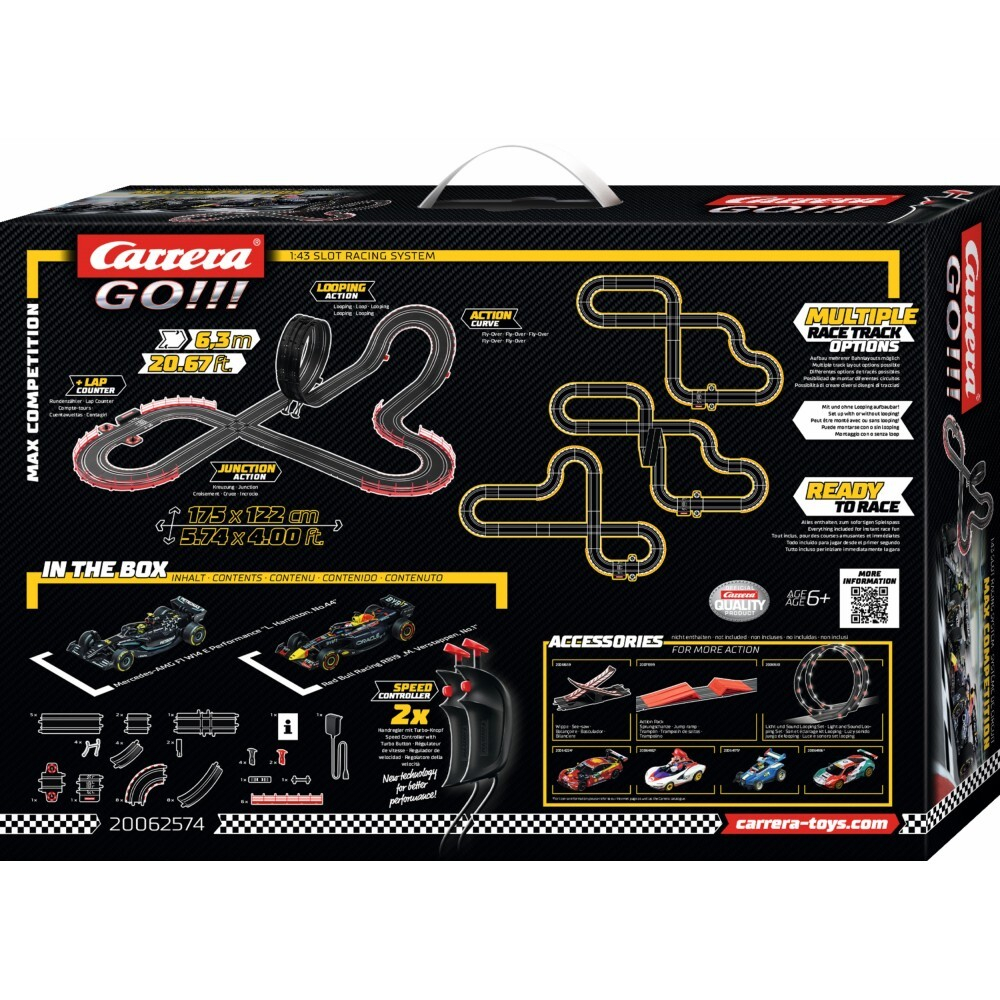 Carrera GO!!! - Автотрек 6,3 м F1 Max Competition + 2 машинки 62574 / артикул   62574  / GTIN 4007486625747